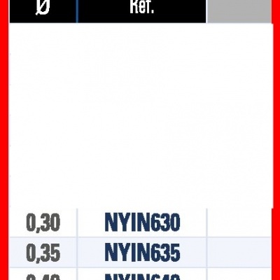 Etiqueta de produto com medidas e referências em fundo vermelho com detalhes amarelos e pretos