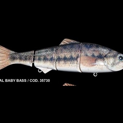 Isca artificial para pesca em forma de peixe segmentada cinza e branco