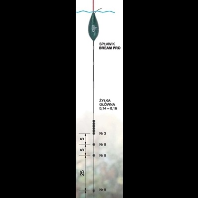 Aparelhamento de pesca com boia verde e cordões com marcações numéricas e texto