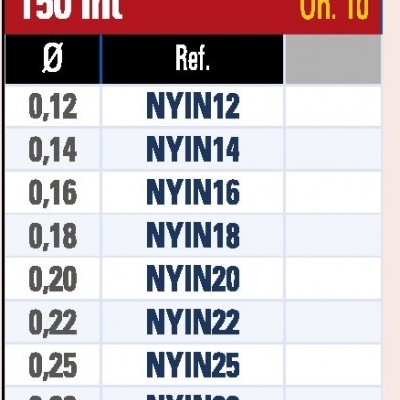 Tabela com especificações de produto, incluindo comprimento, unidades, diâmetros e referências.