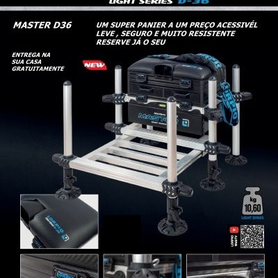 Seatbox para pesca LORPIO MASTER D-36 preto com detalhes azuis e sistema ajustável