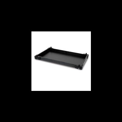 Bandeja preta retangular de plástico com bordas elevadas
