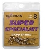 Anzóis dourados Drennan Super Specialist tamanho 8 em embalagem transparente