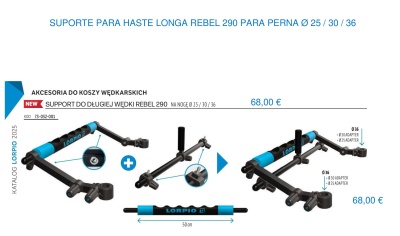 Suporte para haste longa Rebel 290 preto com azul para perna ajustável