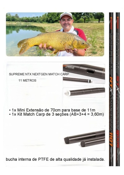 Homem a segurar peixe grande e varas de pesca SUPREME NTX NEXTGEN MATCH CARP