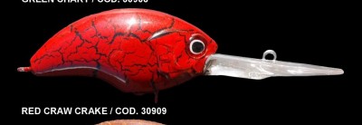 Isco artificial vermelho com padrão de rachaduras e babete transparente para pesca