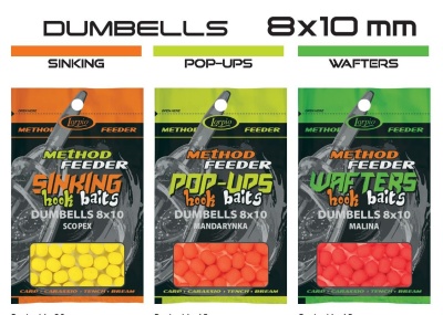 Embalagens de iscos de pesca Method Feeder Dumbbells 8x10 mm em três cores