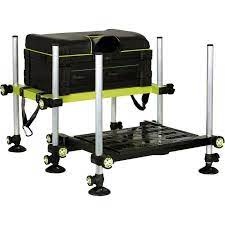 Suporte de pesca com mala preta e pernas ajustáveis