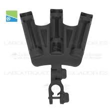 Suporte de plástico preto com três compartimentos e base ajustável