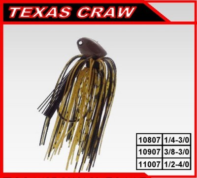 Isca de pesca Texas Craw castanha com saia preta e castanha