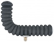 Suporte para bastão de pesca preto com segmentos articulados e parafuso metálico