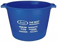 Taça de mistura azul escura com alças e texto branco