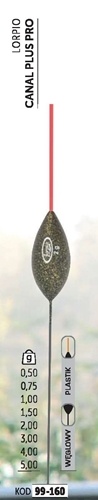 Flutuador de pesca LOPRIO CANAL PLUS PRO com corpo escuro e haste vermelha