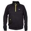 Casaco desportivo preto com fecho amarelo e logótipo branco