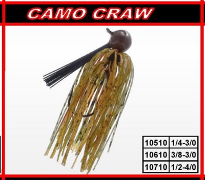 Isca de pesca Camo Craw castanha e amarela com gancho metálico