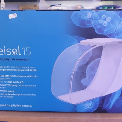 Caixa de aquário tmc Kreisel 15 para águas-vivas com design transparente e branco