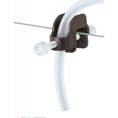 Suporte de clipe preto para tubos com parafusos transparentes