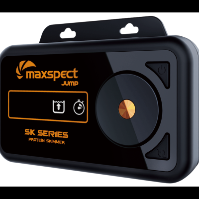 Dispositivo Maxspect Jump SK SERIES Protein Skimmer preto com detalhes laranja