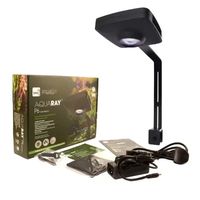 Luz LED preta para aquário com acessórios e embalagem