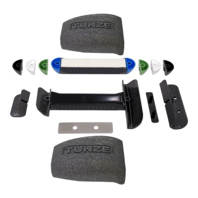 Conjunto de peças para montagem com almofadas, peças plásticas coloridas e lâmina metálica