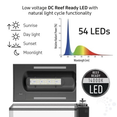 Sistema de iluminação LED para aquário com 54 LEDs e ciclo de luz natural