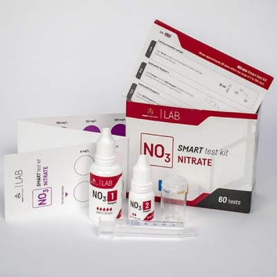 Kit de teste SMART para nitratos NO3 contendo frascos conta-gotas, tubo de ensaio e embalagens