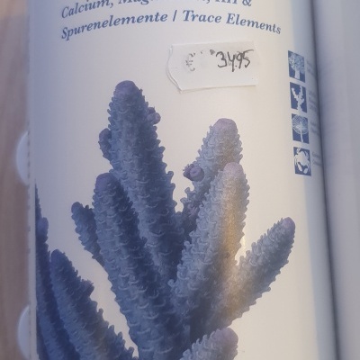 Frasco branco All-For-Reef com coral azul e texto azul