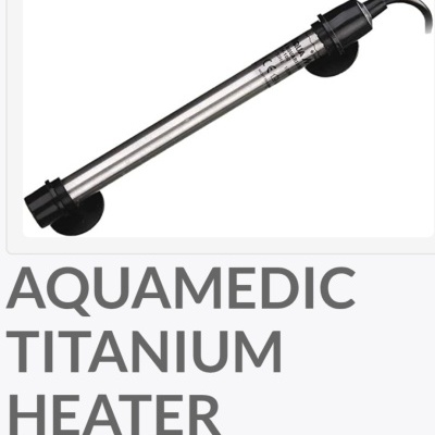 Aquecedor cilíndrico Aquamedic Titanium Heater com cabo e suportes pretos