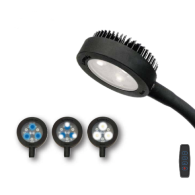 Luminárias LED redondas com diferentes LEDs e controlo remoto preto