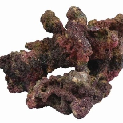 rocha decorativa vermelha e verde para aquário