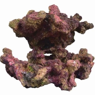 Estrutura decorativa para aquário em forma de rocha castanha e avermelhada