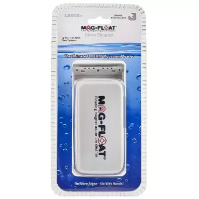 Limpa-vidros MAG-FLOAT para aquário em embalagem plástica azul e branca