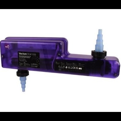 Depurador ultravioleta Vecton UV roxo com conexões para tubos azuis