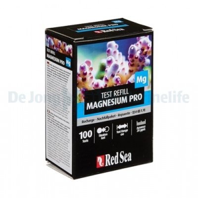 Embalagem preta do Test Refill Magnesium Pro com imagem de coral lilás e texto de produto
