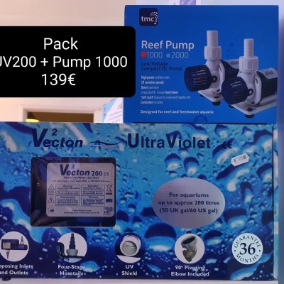 Embalagem azul de pack para aquários com bomba e filtro UV