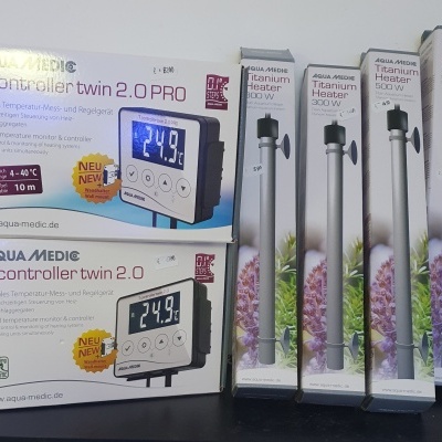 Caixas de controladores digitais de temperatura e aquecedores de titânio Aqua Medic para aquários