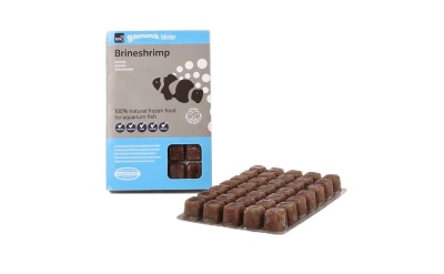 Caixa de alimento para peixes Brineshrimp e tablete em blocos castanho-escuros