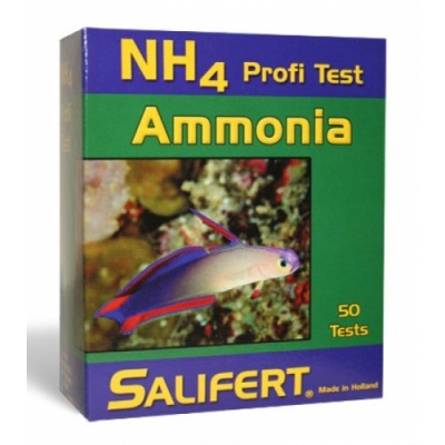 Caixa de teste de amónia NH4 Profi Test Salifert com imagem de peixe e coral