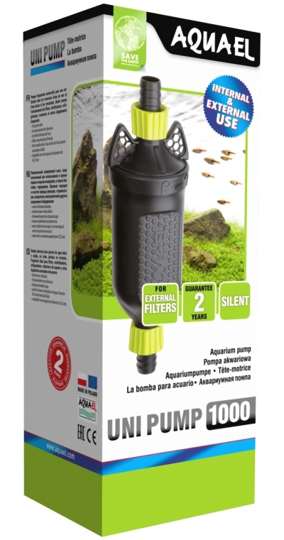 Bomba aquarium pump UNI PUMP 1000 embalagem verde branca preta AQUAEL