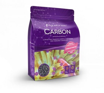 Embalagem roxa de carvão ativado para aquários com imagem de anêmona e peixe-palhaço