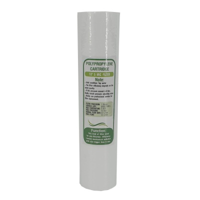 Filtro de cartucho em polipropileno branco 10 polegadas 5 microns com texto