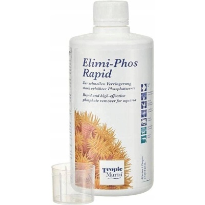 Frasco plástico branco Elimi-Phos Rapid com coral e copo medidor
