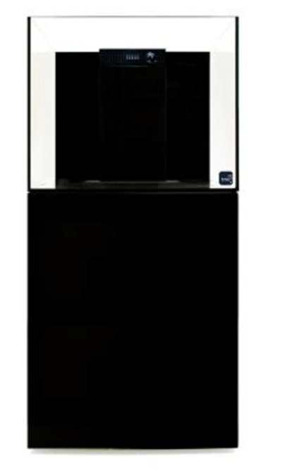 Impressora 3D preta com estrutura transparente quadrada