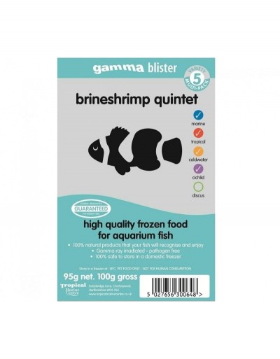 Etiqueta de alimento congelado para peixes de aquário gamma blister brineshrimp quintet