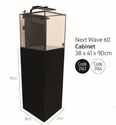 Aquário Next Wave 60 com gabinete preto e dimensões 38x41x90 cm
