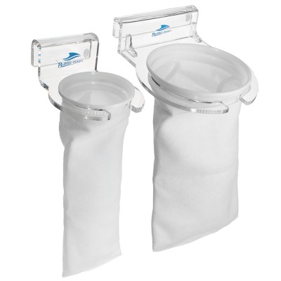 Dois suportes transparentes com bolsas brancas BlueSkim para filtração