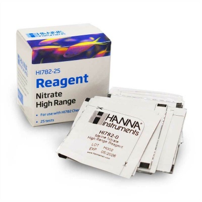Embalagem e pacotes individuais de reagente químico Nitrate High Range da HANNA instruments