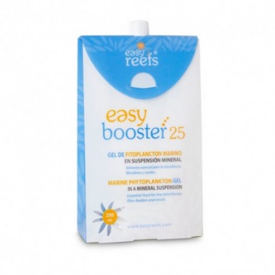 Embalagem de gel Easy Booster 25 azul e branco com texto amarelo e azul
