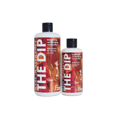 Frascos de solução para limpeza de corais THE DIP com tampa preta