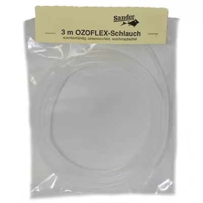 Manga flexível transparente Sander, 3 metros, embalagem plástica com rótulo bege.